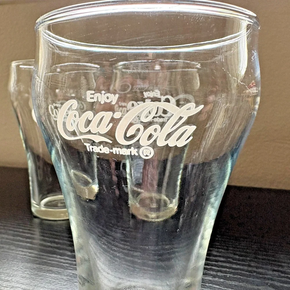 Set of 4 Vintage Clear Libbey Coca-Cola Fountain 10 Oz Glass Cup Enjoy Coke 5